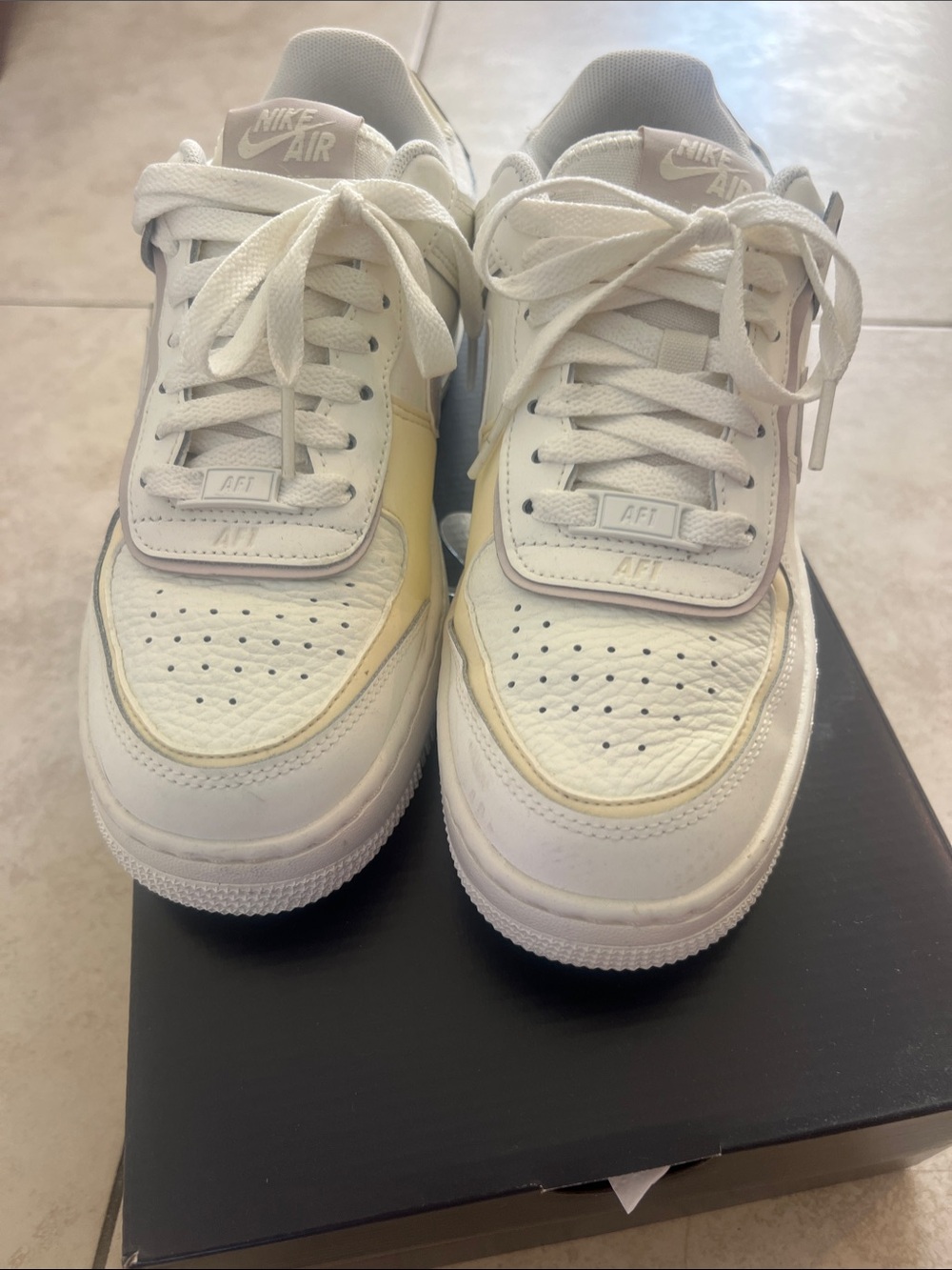 Nike AF1 White with Cream Accent Sneakers